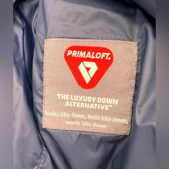 NWOT GAP Womens Small Puffer Vest Metallic Blue Full Zip Pockets Stretch Panels - Picture 6 of 8